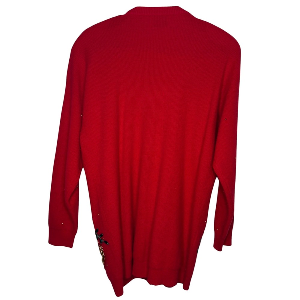 Marisa Christina Classics Christmas Bell Sequin Cardigan Women M Red Sweater VTG - Picture 13 of 13